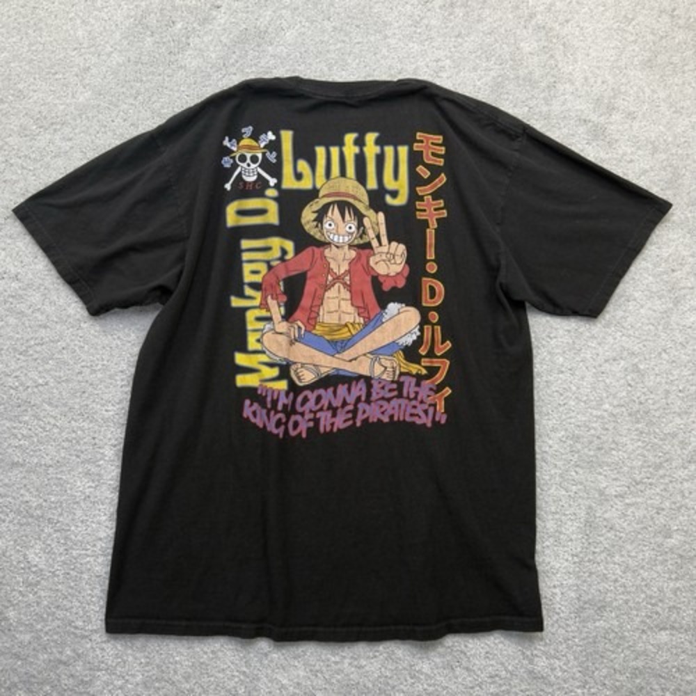 One Piece Monkey D Luffy T-Shirt XL Black Double Sided Anime Ripple Junction